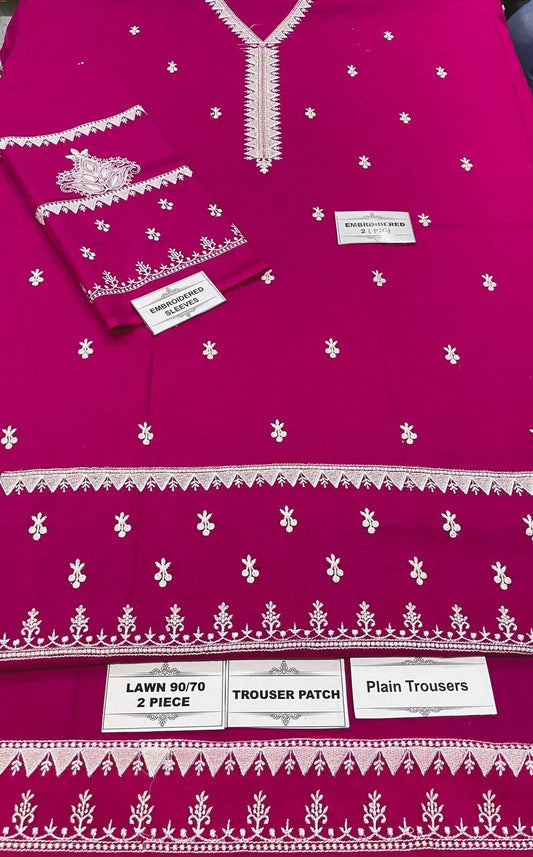 2 Pcs Women's Unstitched Embroidered Suit