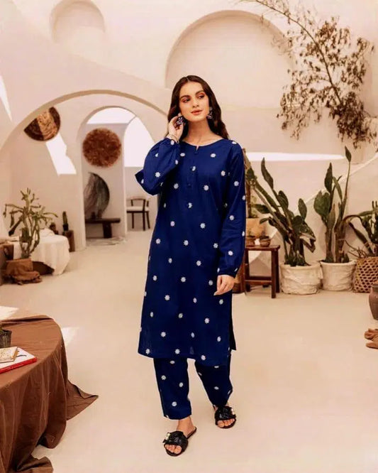 2 Pcs Women's Unstitched Embroidered Suit