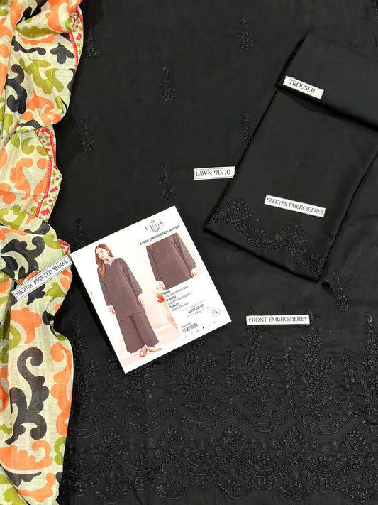 3 Pcs Women's Unstitched Embroidered Suit