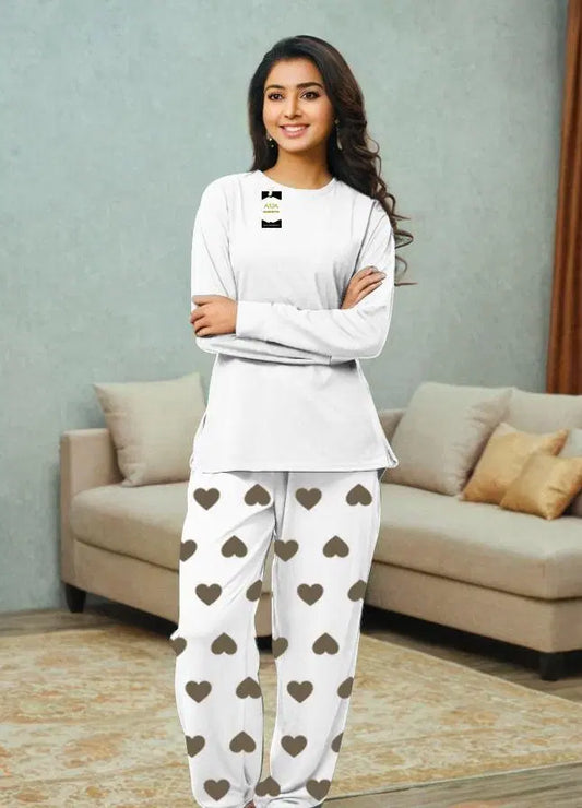 2 Pcs Women's Stitched Printed Night Suit