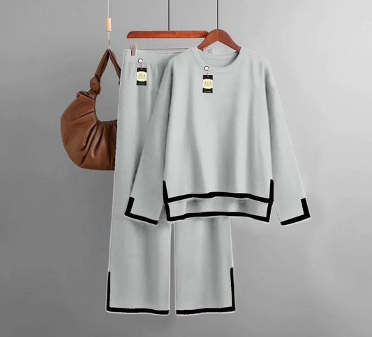2 Pcs Women's Stitched Plain Suit