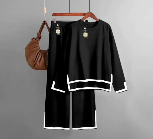 2 Pcs Women's Stitched Plain Suit