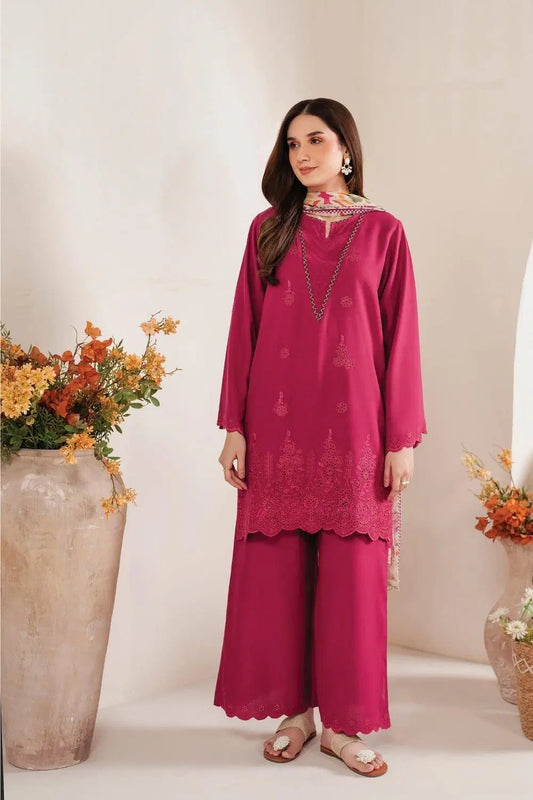 3 Pcs Women's Unstitched Chikankari Embroidered Suit